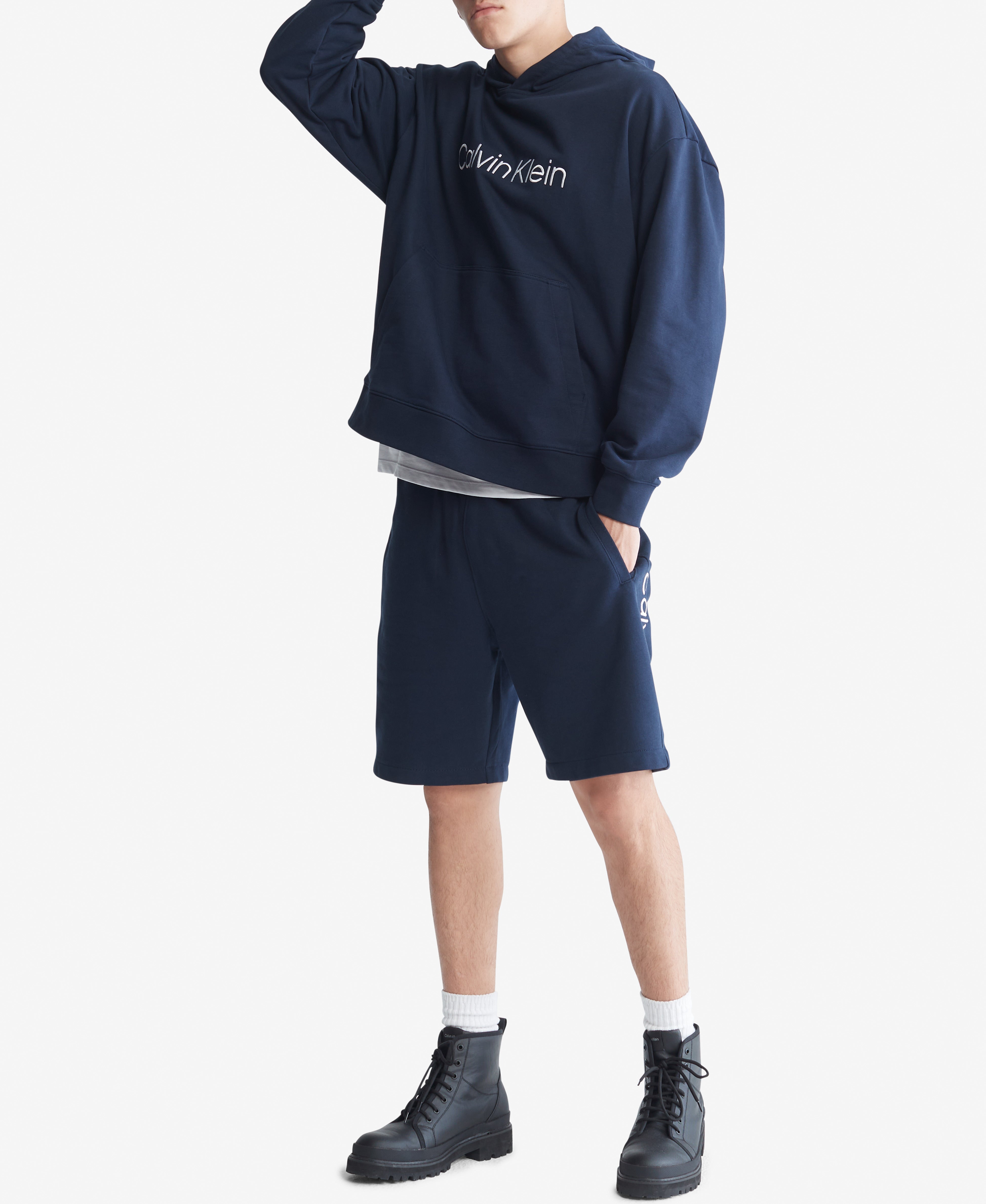  Calvin Klein Long Sleeves Standard Logo Terry - Brilliant White - Bonton