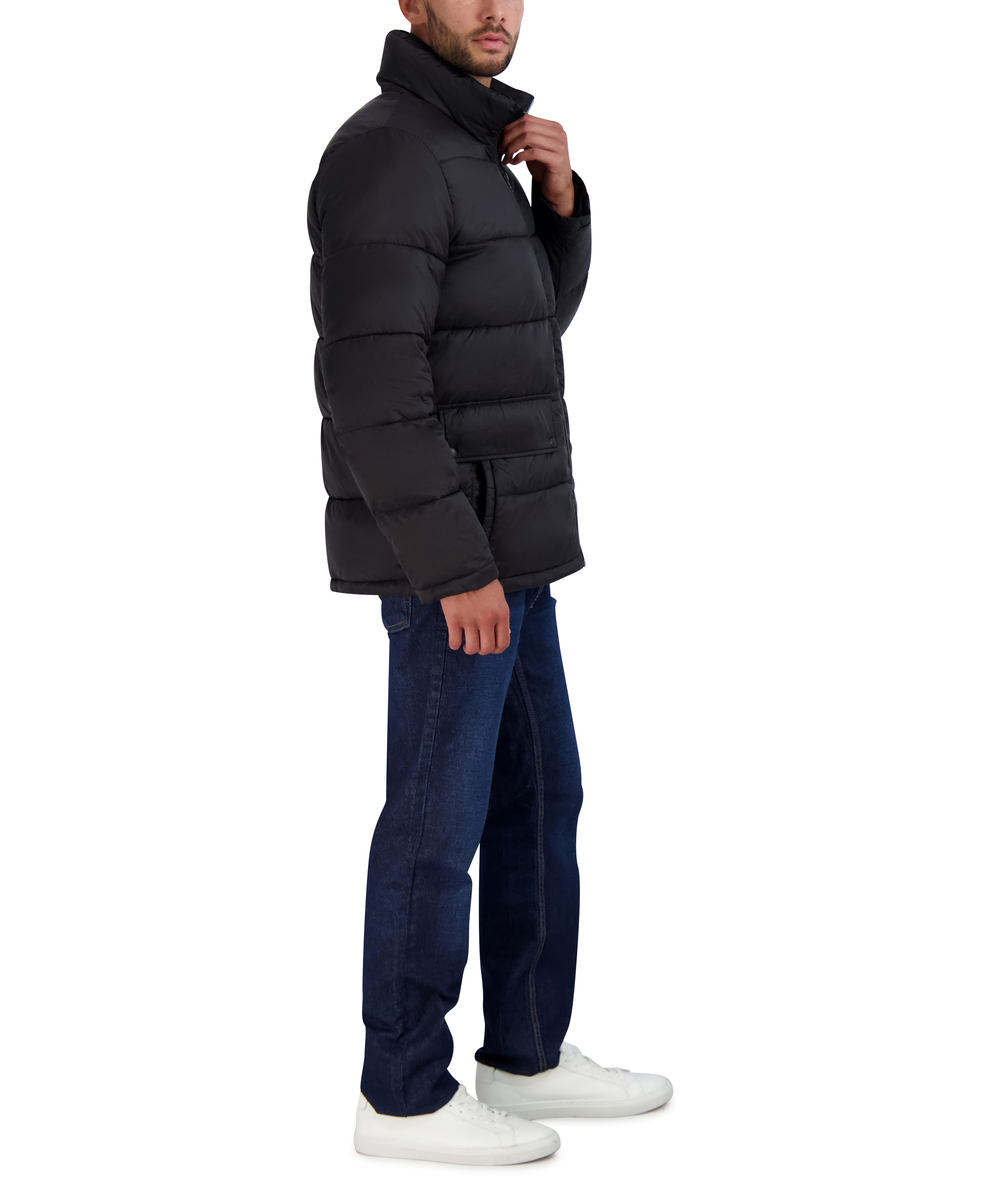  Cole Haan Men's Puffer Jacket with Stand-up Collar - Navy - Bonton