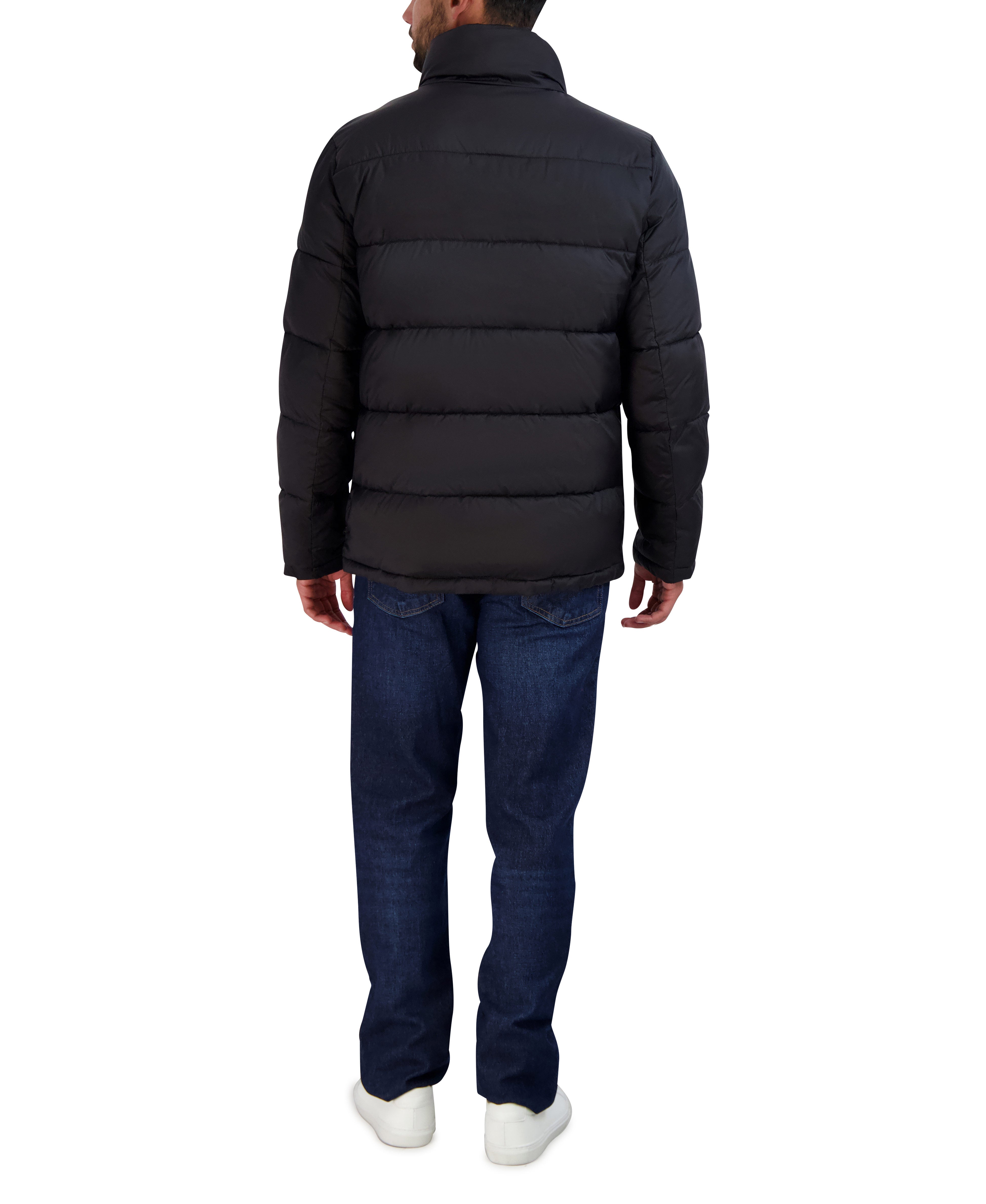  Cole Haan Men's Puffer Jacket with Stand-up Collar - Navy - Bonton