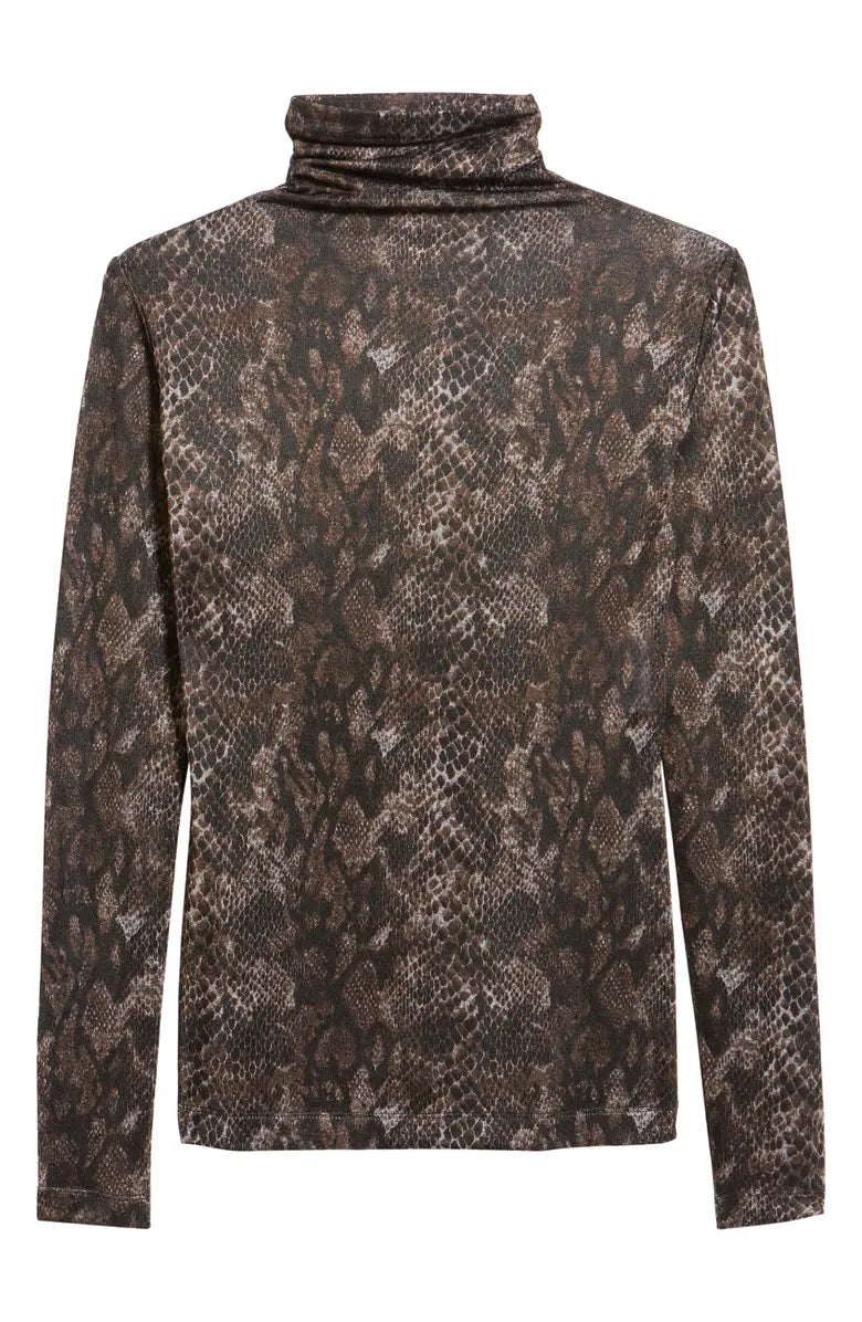 Anne Klein Seamless Printed Turtleneck - Brown Snakeskin - Bonton