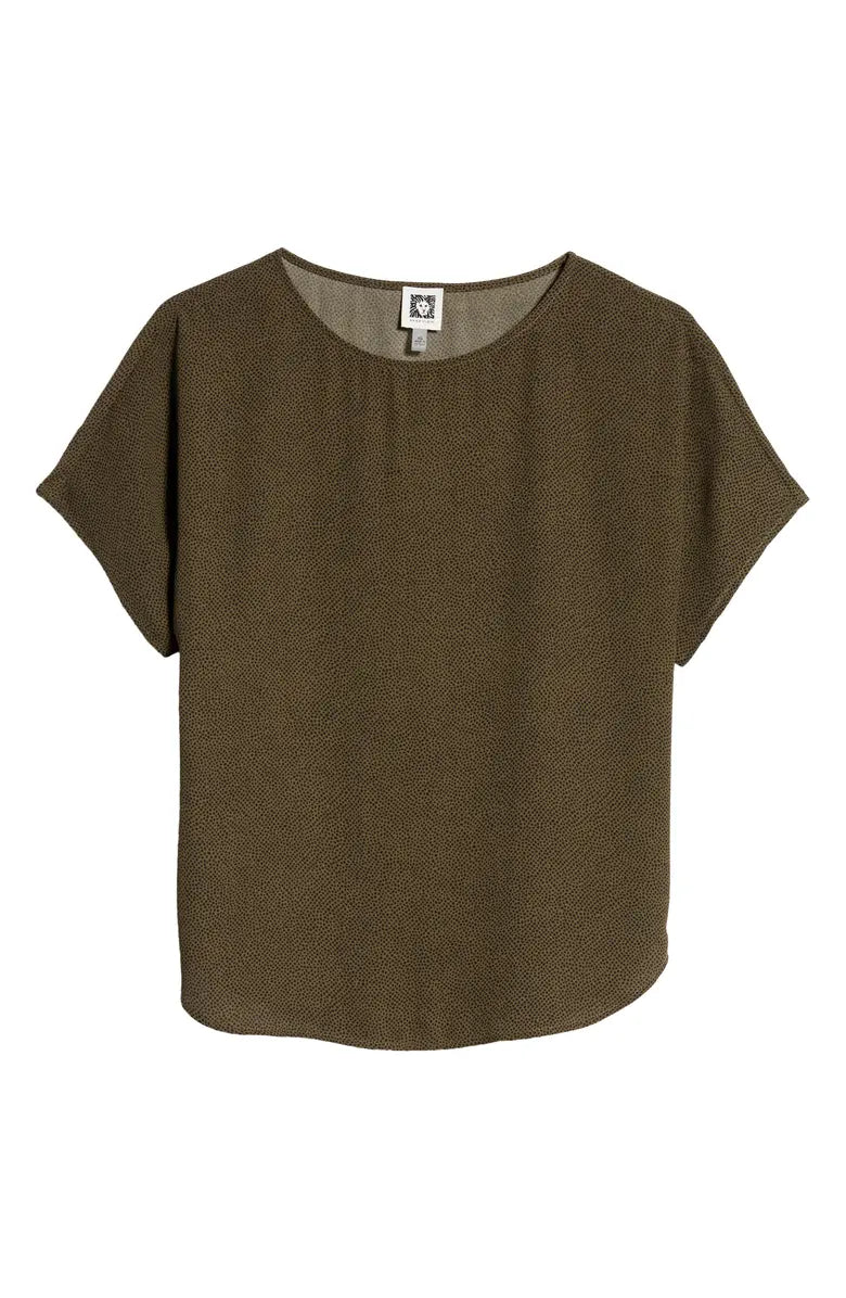  Anne Klein Rambling Dot Short Sleeve Blouse - Kelp/ Anne Black - Bonton