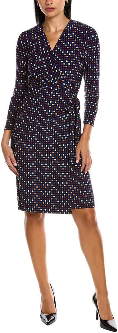  Anne Klein ITY Classic Wrap Dress - Chianti Combo - Bonton