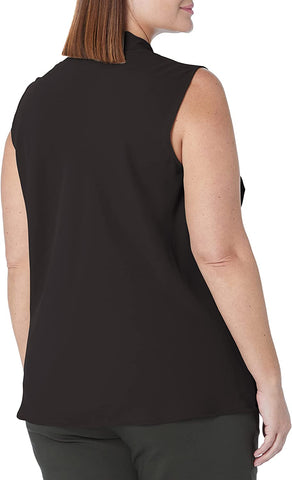 Sleeveless Tie Front Crepe Blouse