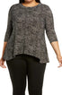  Anne Klein Plus Size Dot Print ITY Sharkbite Top - Anne Black/ Anne White - Bonton
