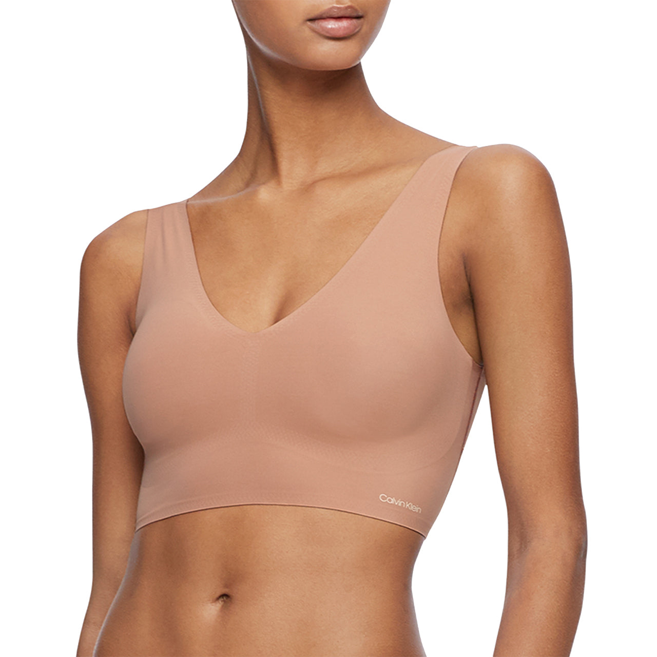  Calvin Klein V-Neck Lightly Lined Bralette - Light Chestnut - Bonton