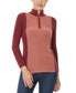  Jones New York Colorblock Mock Neck Sweater - Bordeaux/Fawn - Bonton