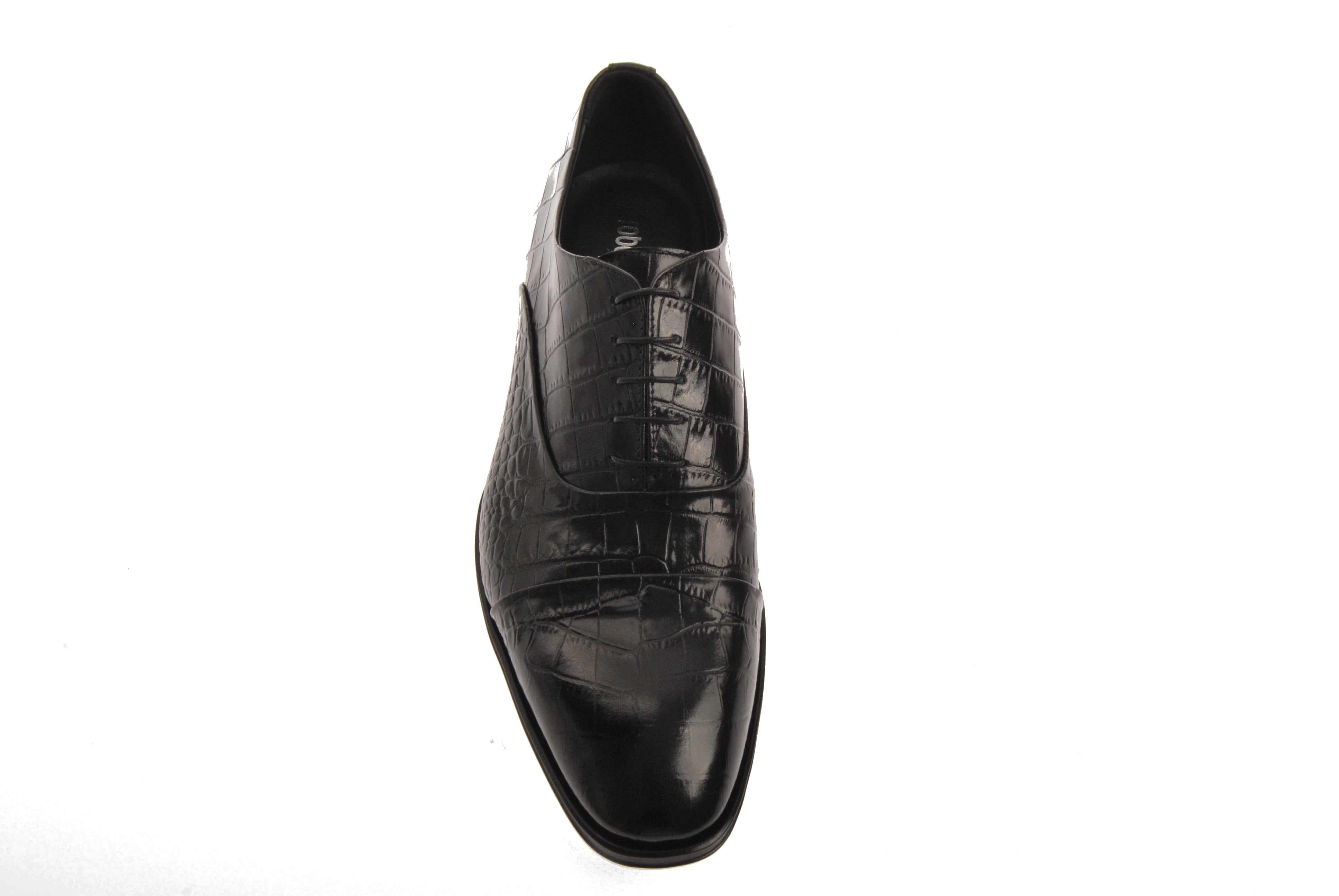  Roberto Cavalli Black Crocodile Embossed Lace Up Shoe - Black Croc - Bonton