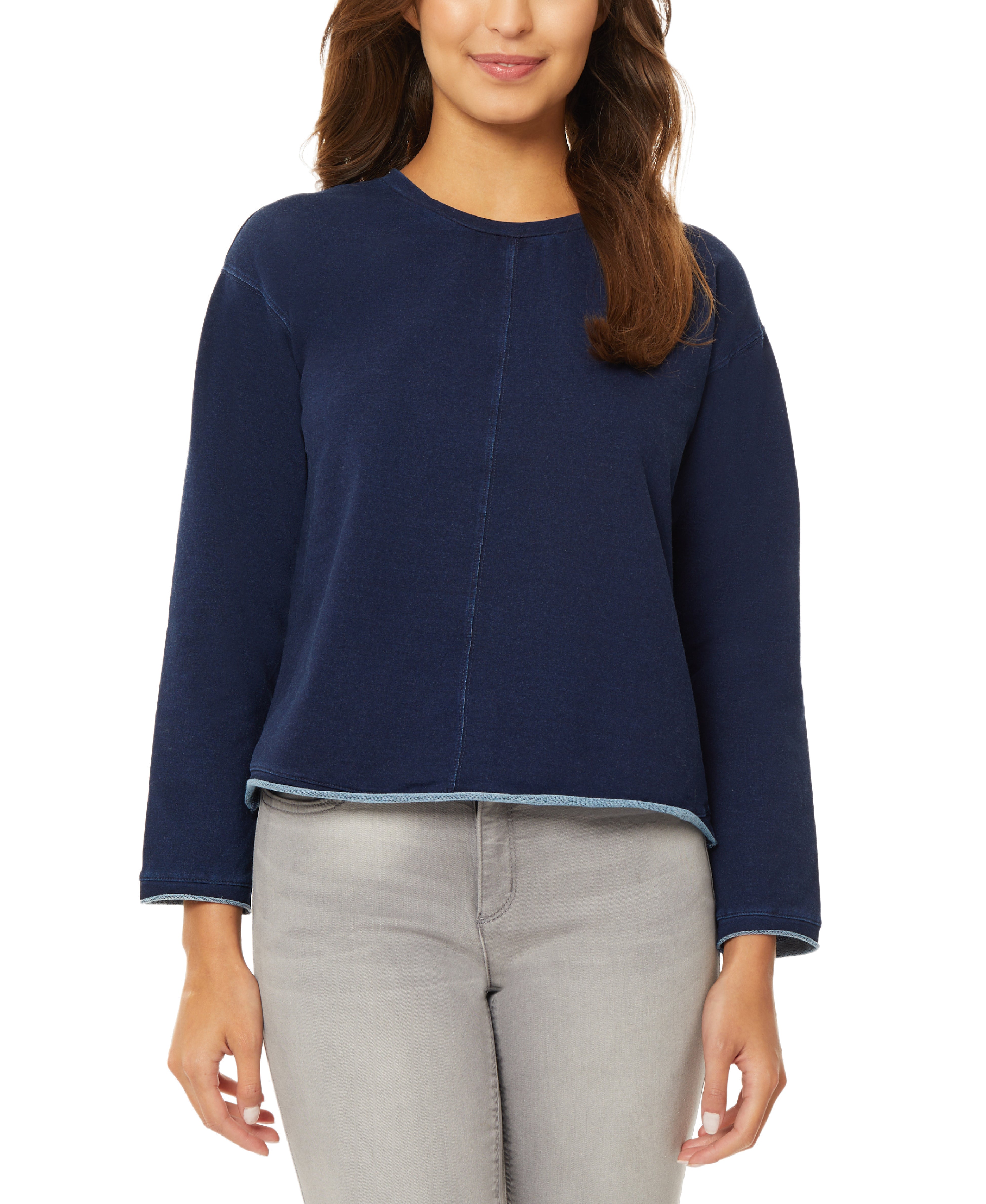  Jones New York Drop Shoulder Long Sleeve Sweatshirt - Indigo Rinse Wash - Bonton