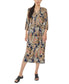  Jones New York V-Neck Midi Dress with Tie Waist - Collection Navy Combo - Bonton