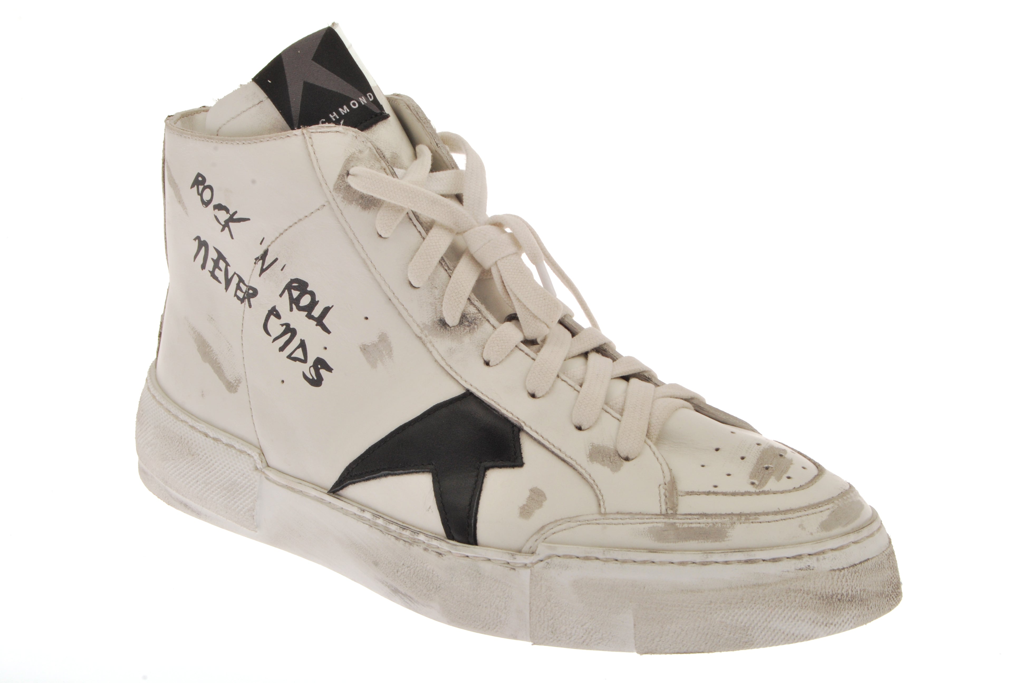  John Galliano High Top Sneakers with Script Detail - Bianco - Bonton