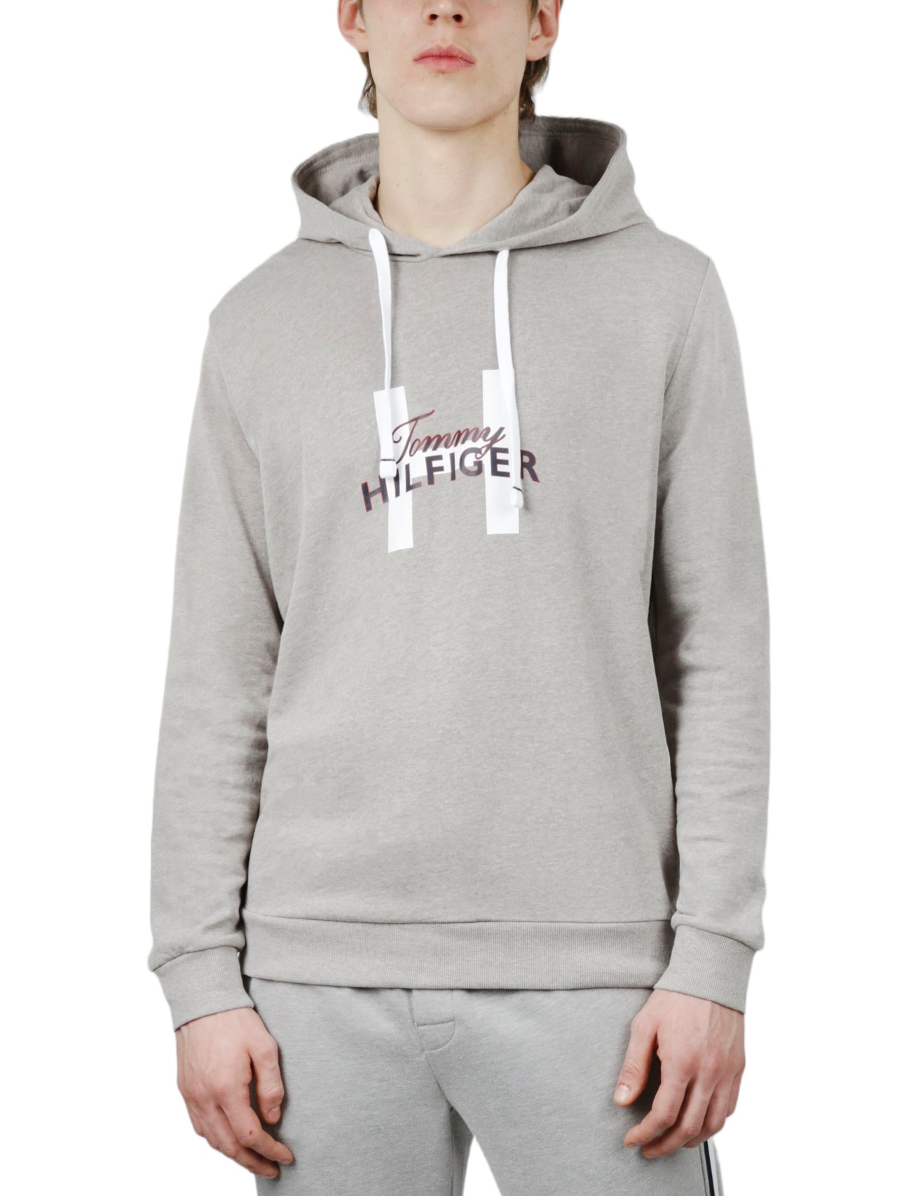  Tommy Hilfiger Long Sleeves Cotton French Terry Hoodie - Grey Heather - Bonton