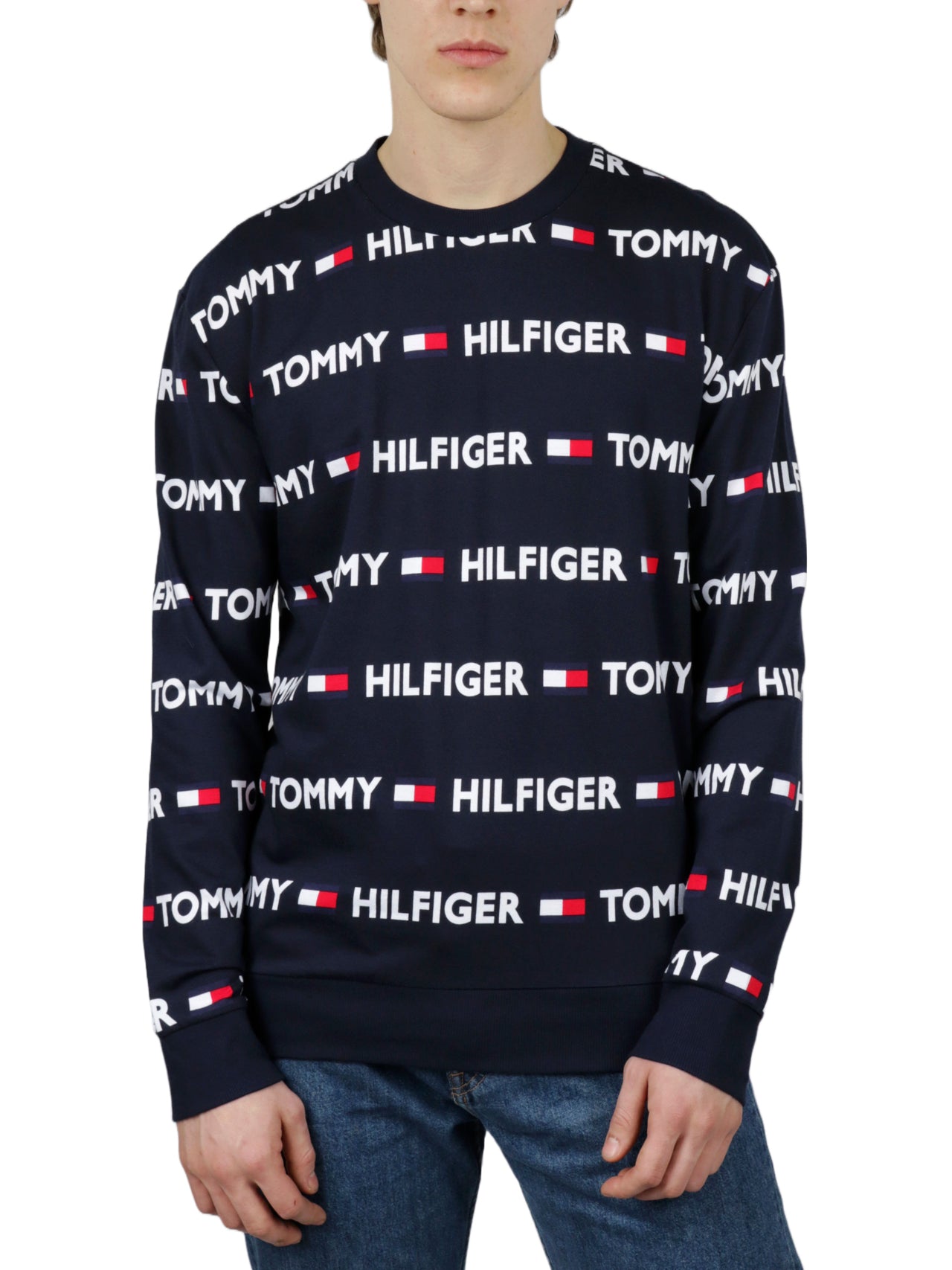  Tommy Hilfiger Printed Long Sleeves Crewneck - Dark Navy - Bonton