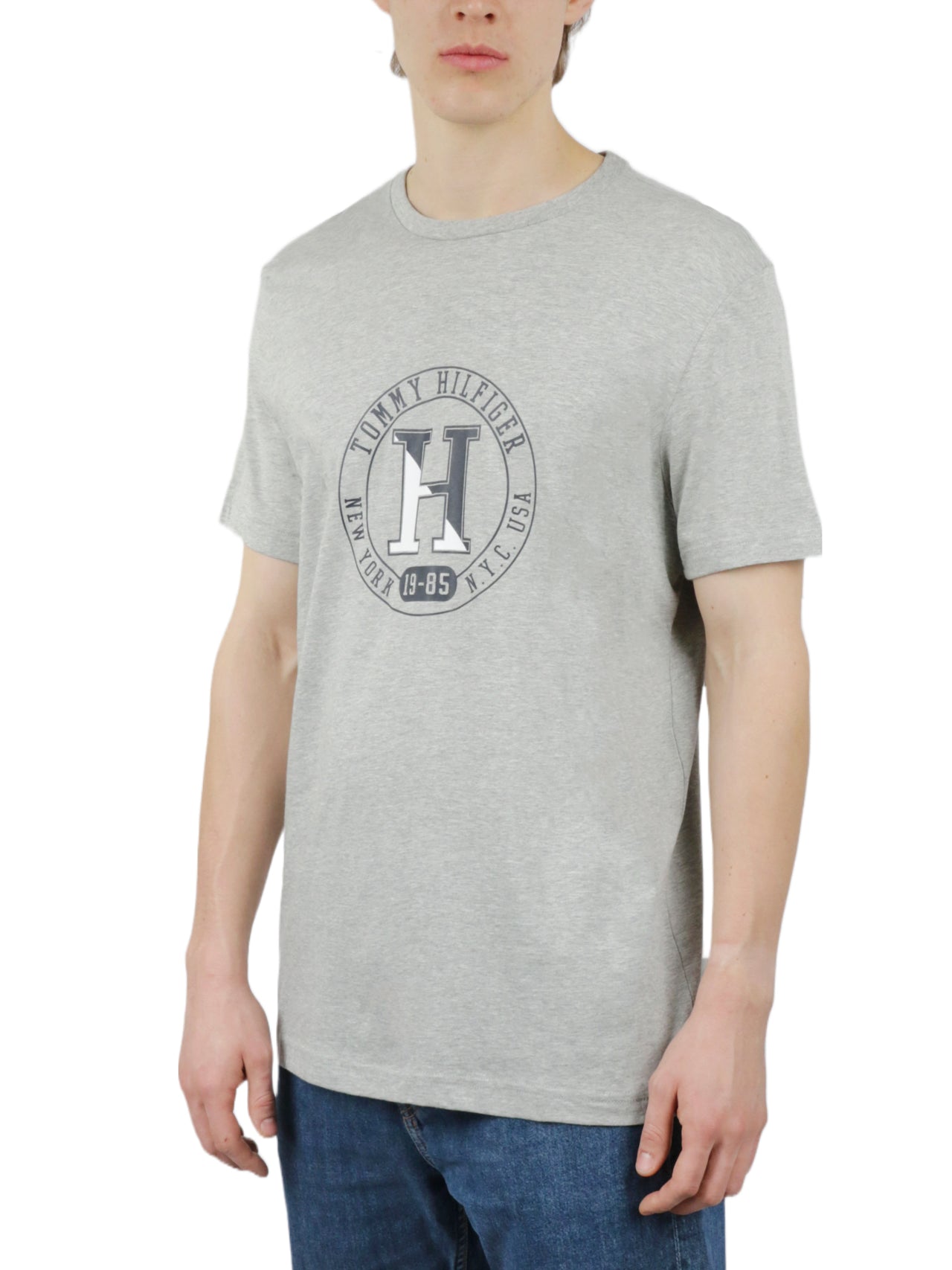  Tommy Hilfiger Short Sleeves Cotton Graphic Crew Neck - Grey Heather - Bonton