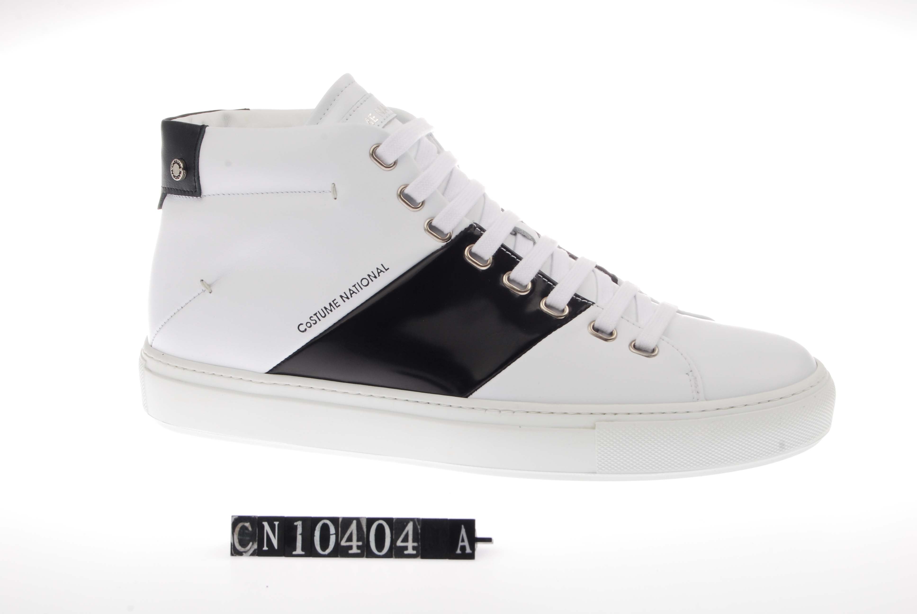  Costume National Costume National Logo Stripe High Top Sneaker - White - Bonton