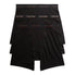  Calvin Klein Cotton Stretch Trunk 3 Pack - Black Bodies w Olive/ Gentle/ Red Carpet Logo - Bonton