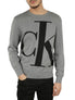  Calvin Klein Long Sleeves Logo Supima Crew - Medium Gray Heatherther - Bonton