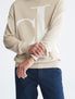  Calvin Klein Long Sleeves Logo Supima Crew - White Pepper - Bonton