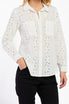   Velvet Heart Anise Long Sleeve Eyelet Button Down Shirt - White - Bonton