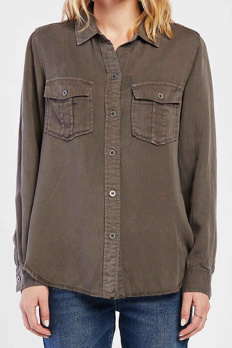   Velvet Heart Brea Utility Style Button Down Shirt - Olive - Bonton