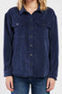   Velvet Heart Carmele Long Sleeve Button Down Corduroy Jacket - Blue Floral Bloom - Bonton