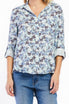   Velvet Heart Elisa Rolled Tab Sleeve Button Down Shirt - Blue Floral Bloom - Bonton