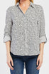   Velvet Heart Elisa Tab Sleeve Button Down Shirt Single Chest Pocket - White Black Leopard - Bonton
