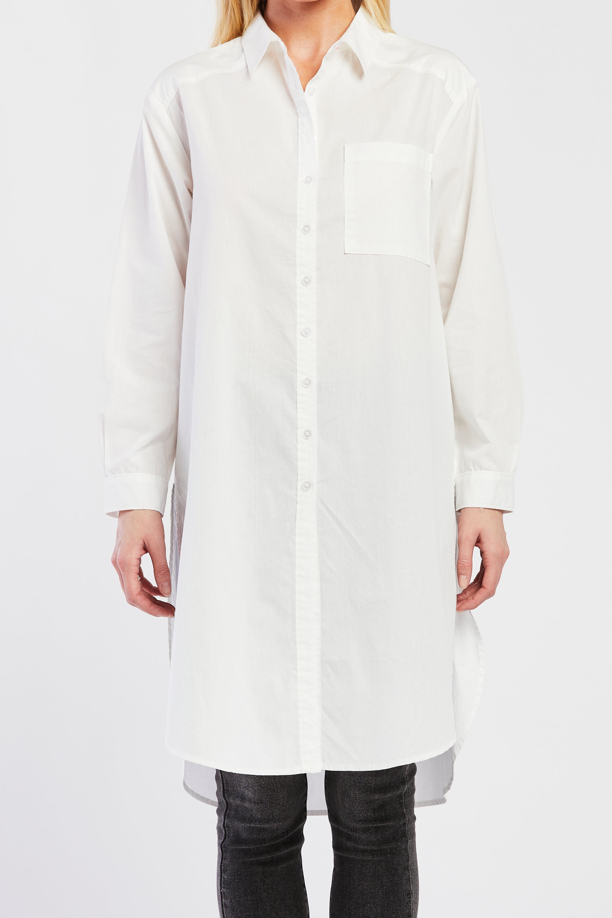   Velvet Heart Quinton Long Sleeve Button Down Poplin Tunic - White - Bonton