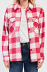   Velvet Heart Sheryl Long Sleeve Button Down Utility Jacket - Hot Pink Ivory Check - Bonton