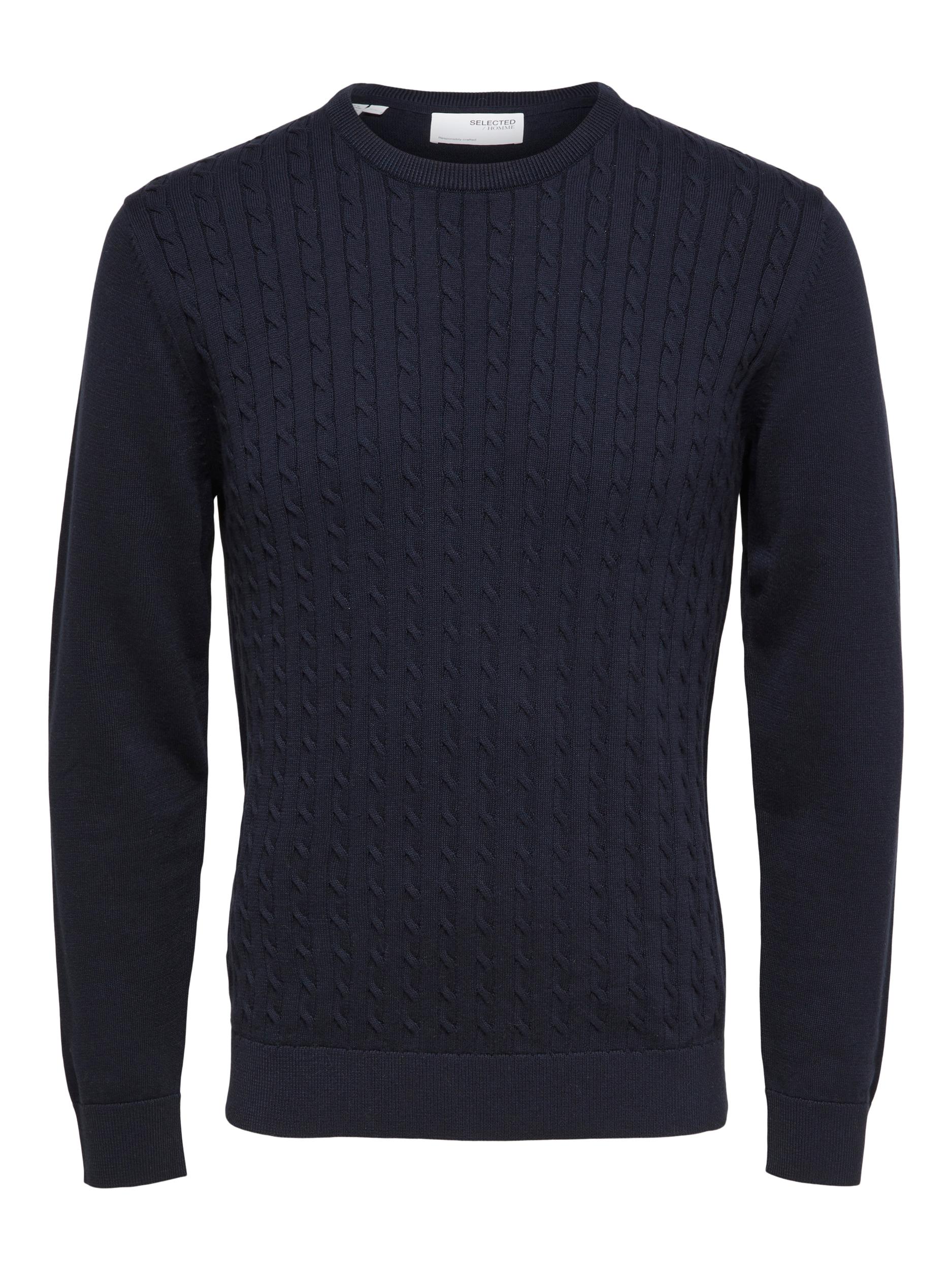  Selected Homme Aiko Knit Cable Crew - Sky Captain - Bonton