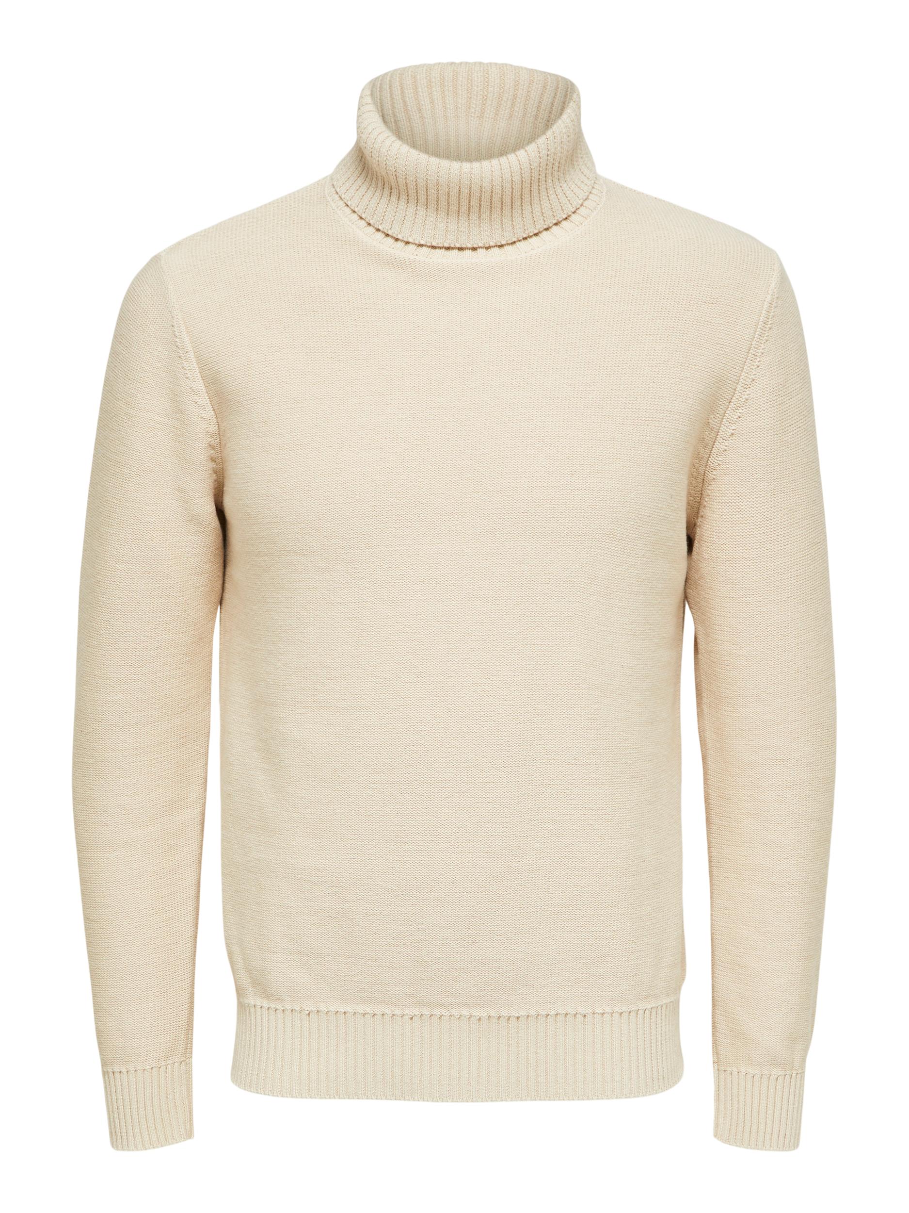  Selected Homme Axel Knit Roll Neck - Oatmeal - Bonton