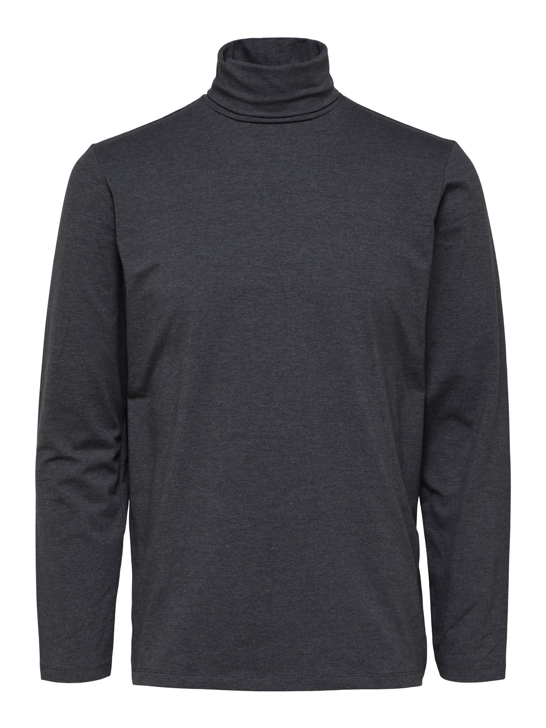  Selected Homme Rory Roll Neck Tee - Dark Grey Melange - Bonton
