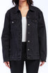   Velvet Heart Jimmy Long Sleeve Denim Jacket Raw Hem Details, Side Pockets - Black - Bonton