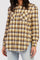 Long Sleeve Button Down Shirt, Chest Patch Pockets Shirred Shoulder Detail