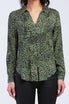   Velvet Heart Eleni Long Sleeve Loop Button Down Closure Chest Patch Pockets Rounded Hem - Olive Leopard - Bonton