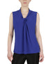 Kasper Sl Knot Front Solid Ity Knit Top - Royal Blue - Bonton