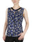 Twist Neck Printed Feather Ity With Faux Leather Knit Top