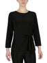  Kasper 3 Quater Tie Front Solid Ity Top - Black - Bonton
