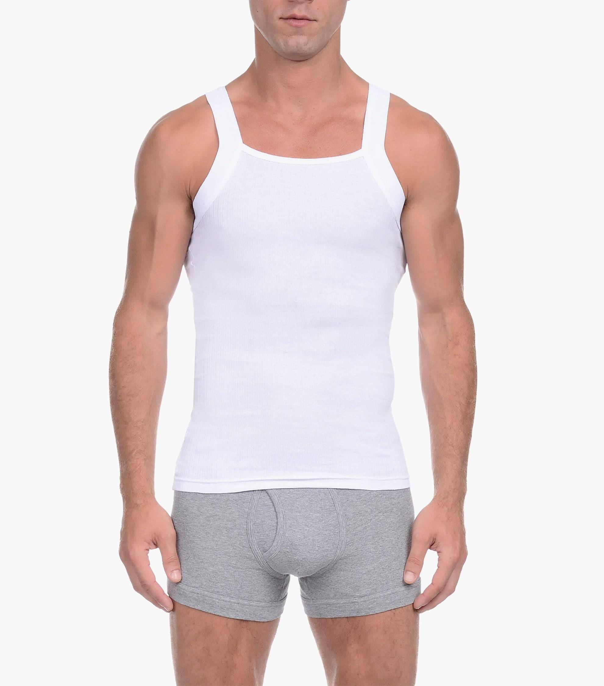  2xist 2 Packs Square-Cut Tank - White New Logo - Bonton