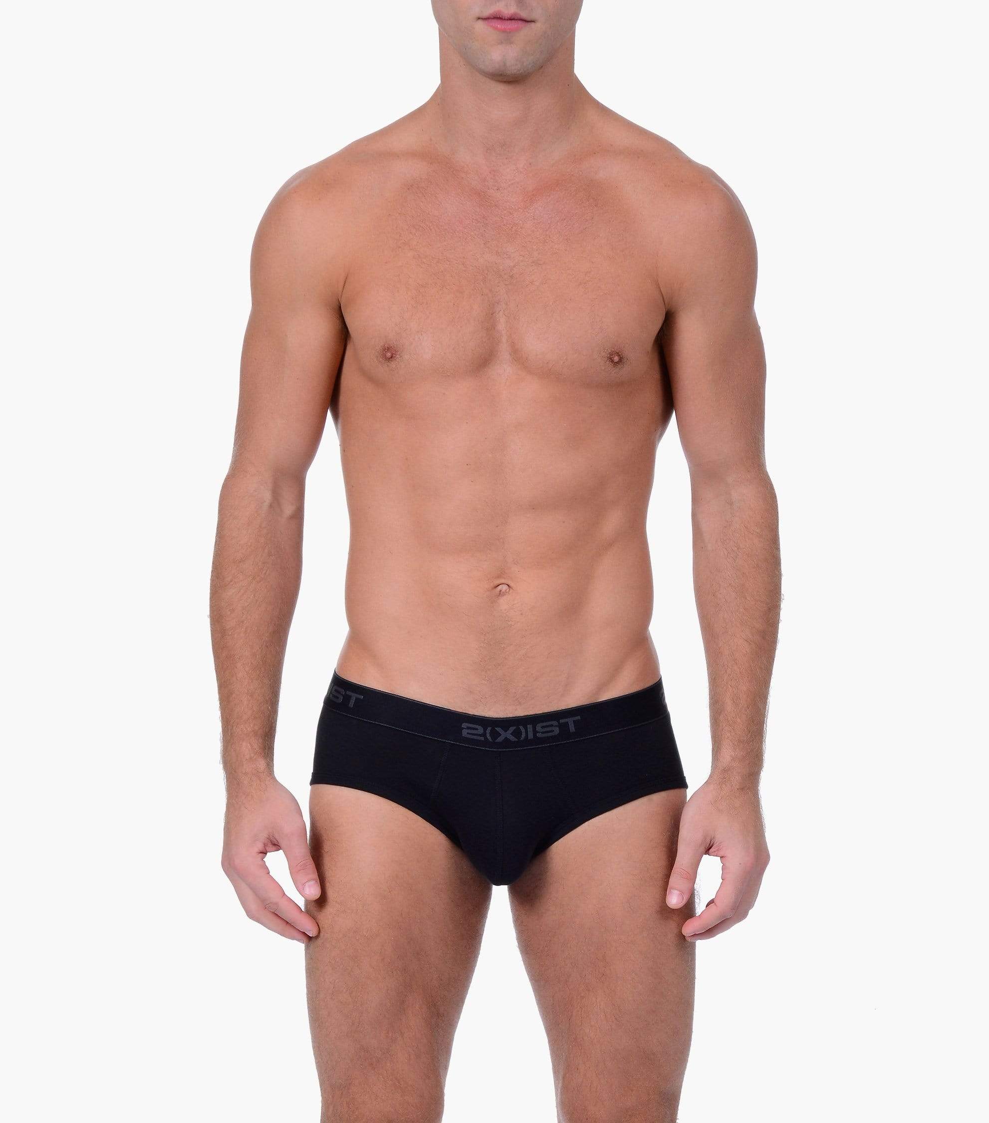  2xist Cotton 3 Pack Contour Pouch Brief - Black / Grey Heather / Charcoal Heather - Bonton