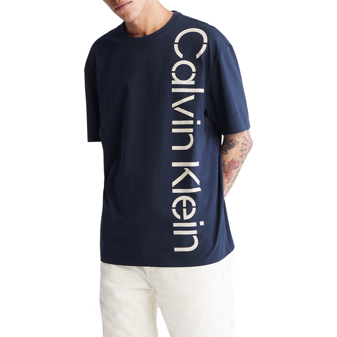  Calvin Klein Short Sleeves Rlx Stencil Logo Tee - Dark Sapphire - Bonton
