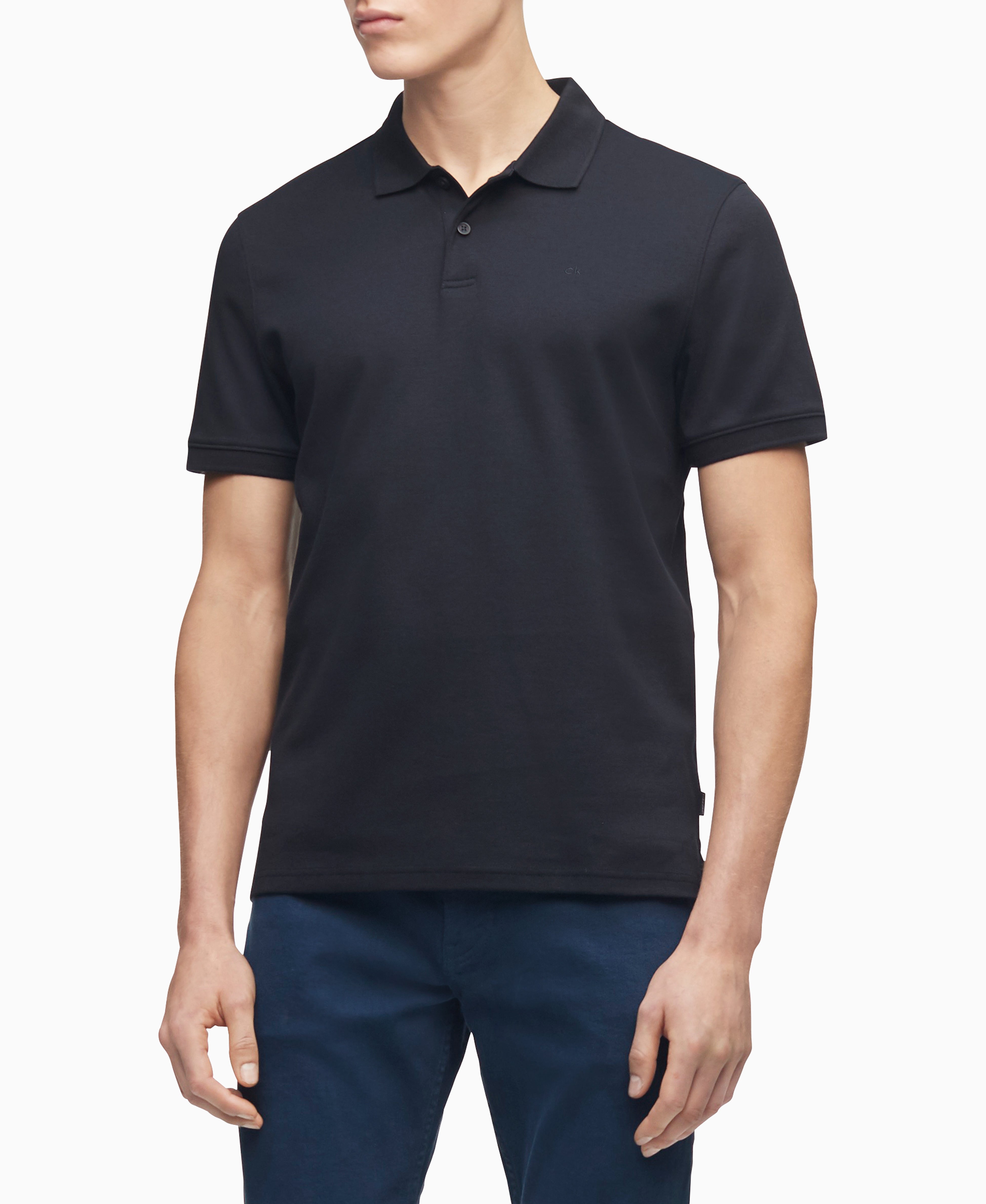 Calvin Klein Short Sleeves Liquid Touch Polo - Black Beauty - Bonton