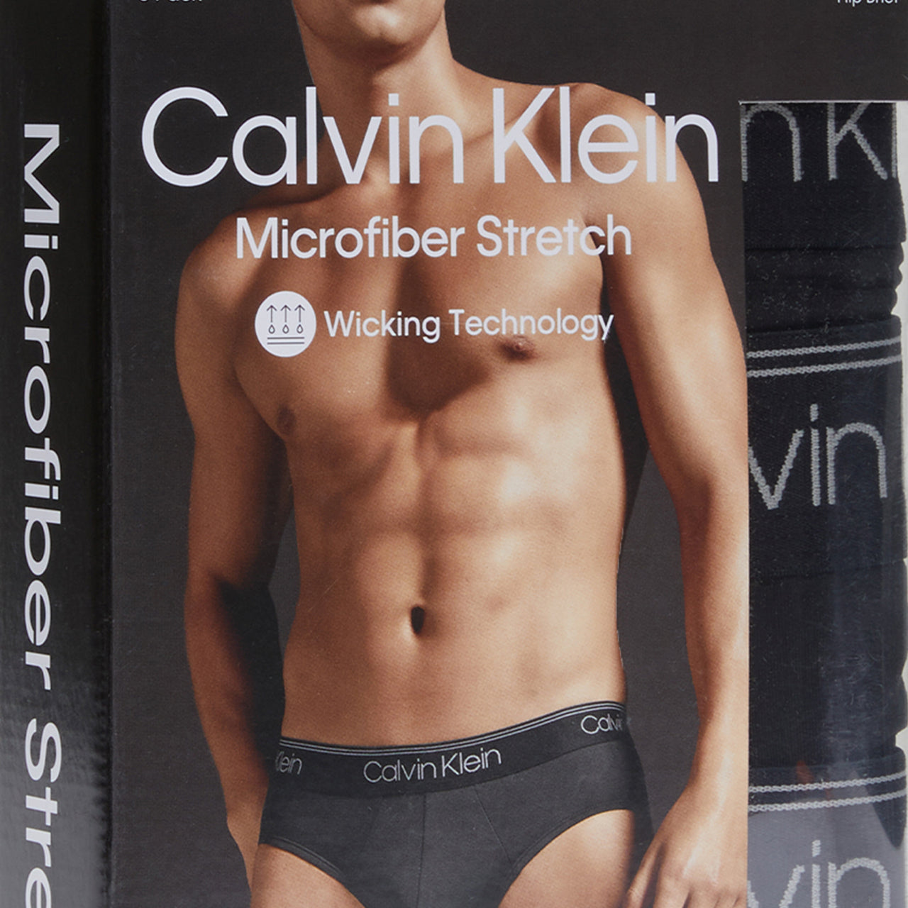  Calvin Klein Micro Fiber Stretch Hip Brief 3 Pack - Black - Bonton