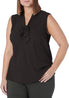 Kasper Sleeveless Tie Front Crepe Blouse - Black - Bonton