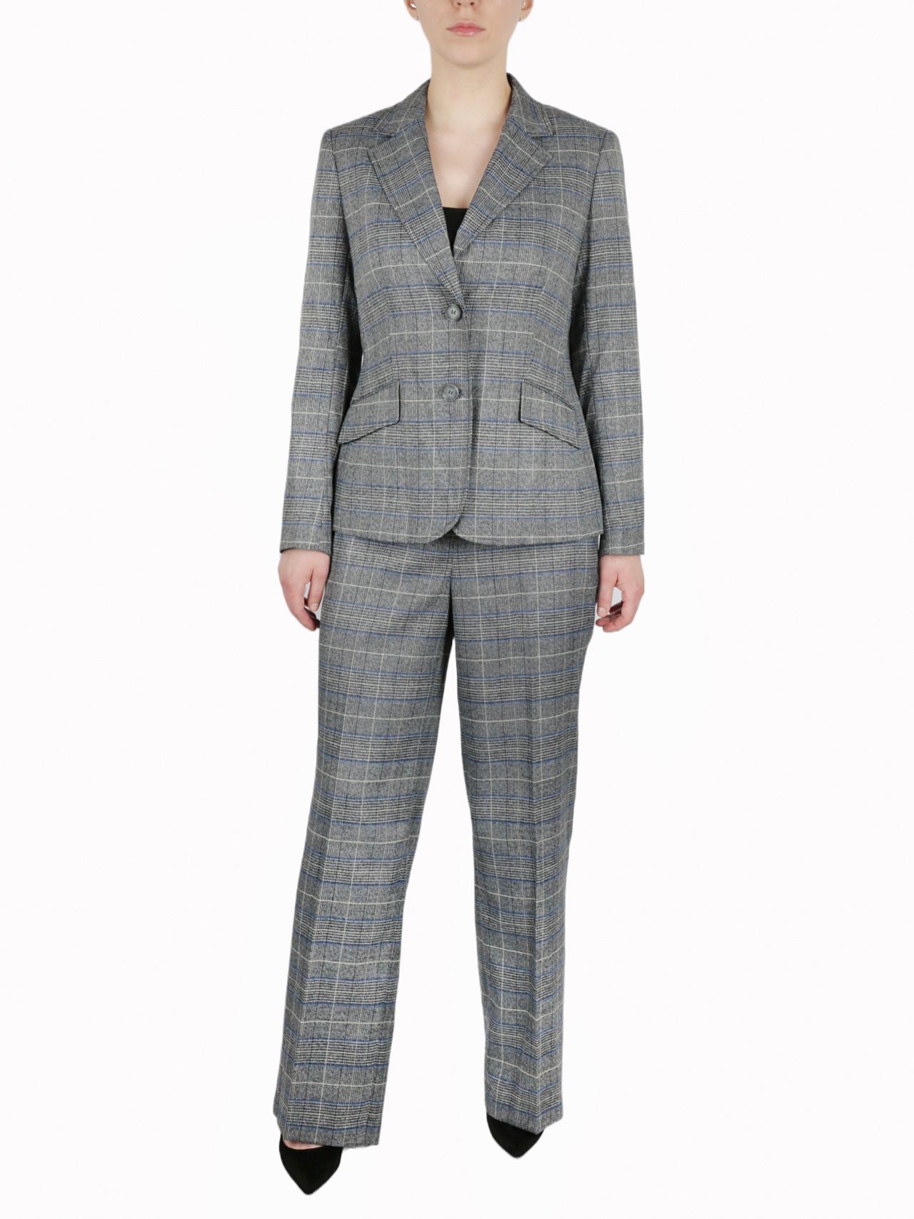 Kasper Two Button Glen Plaid Jacket - Royal Blue Combo - Bonton