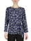 3 Quater Tie Front Printed Feather Ity Knit Top
