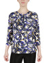  Kasper 3Q Twist Next Printed Circle Ity Knot Top - Royal Blue Marigold Multi - Bonton