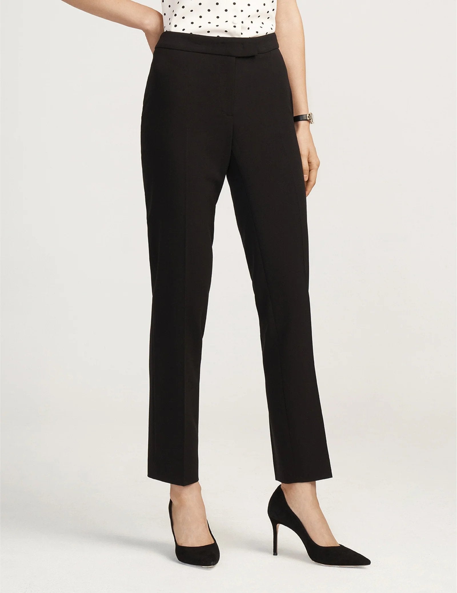  Anne Klein Slim Ankle Pull-On Pants - Espresso/Anne Black - Bonton
