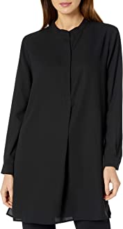  Anne Klein Long Sleeve Pop-Over Tunic With Covered Placket And Side Slits CDC - Kelp/ Anne Black - Bonton