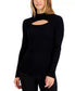  Anne Klein Rib Mock Neck Cutout Sweater - Anne Black - Bonton