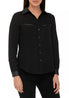  Anne Klein Plus Size Women's Faux-Leather-Trim Button-Down Shirt - Anne Black - Bonton